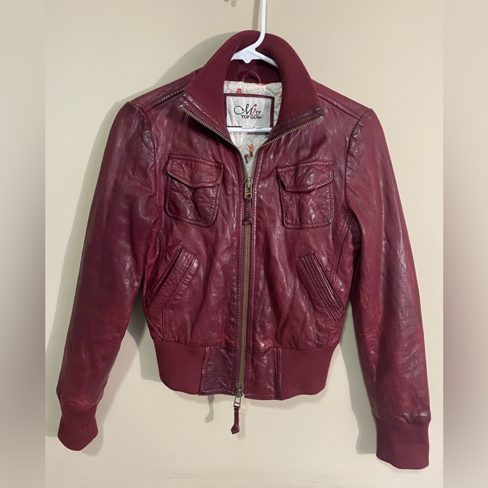 Miss Top Gun leather bomber jacket size small